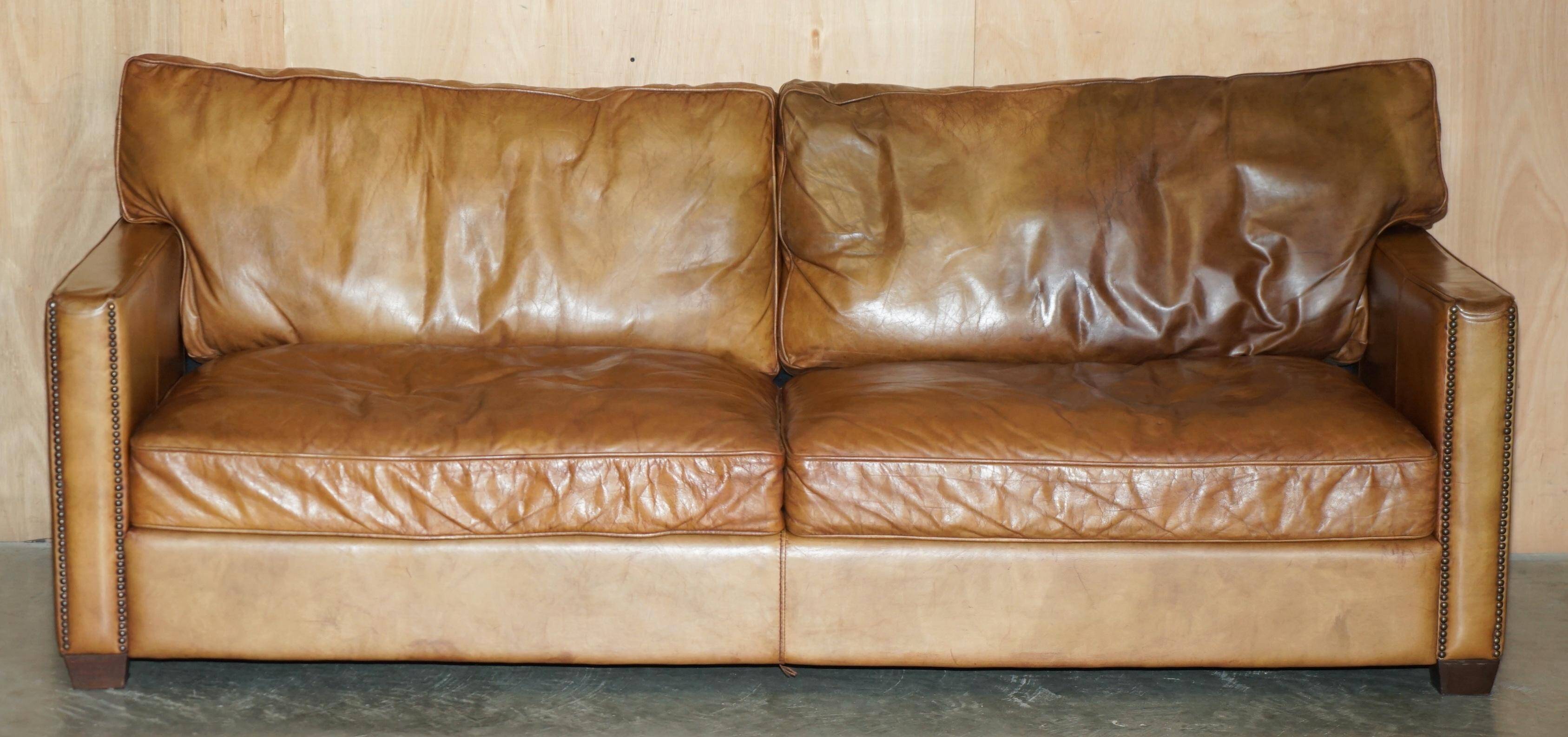 Three-seater leather sofa Viscount William Halo Timothy Oulton