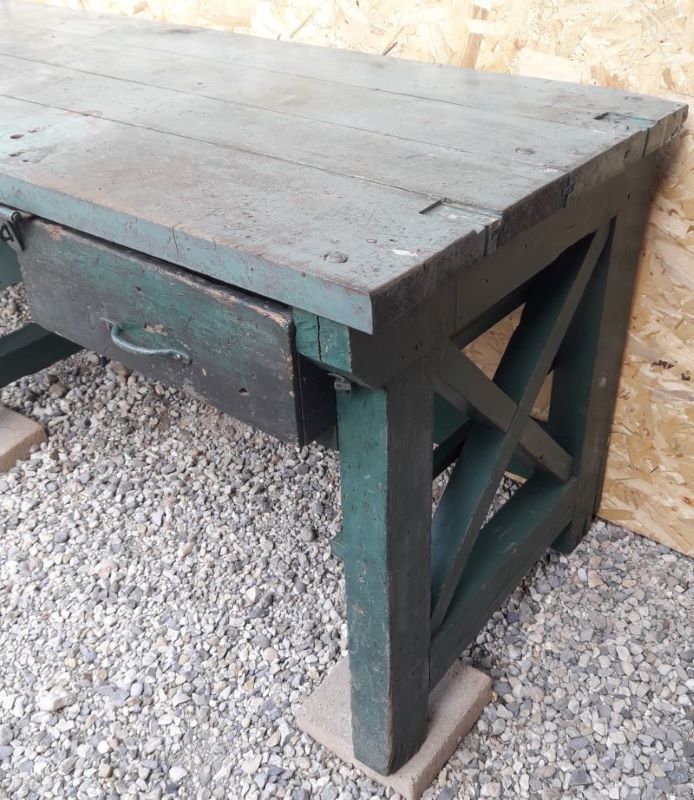 Établi industriel d'atelier 4m ancien