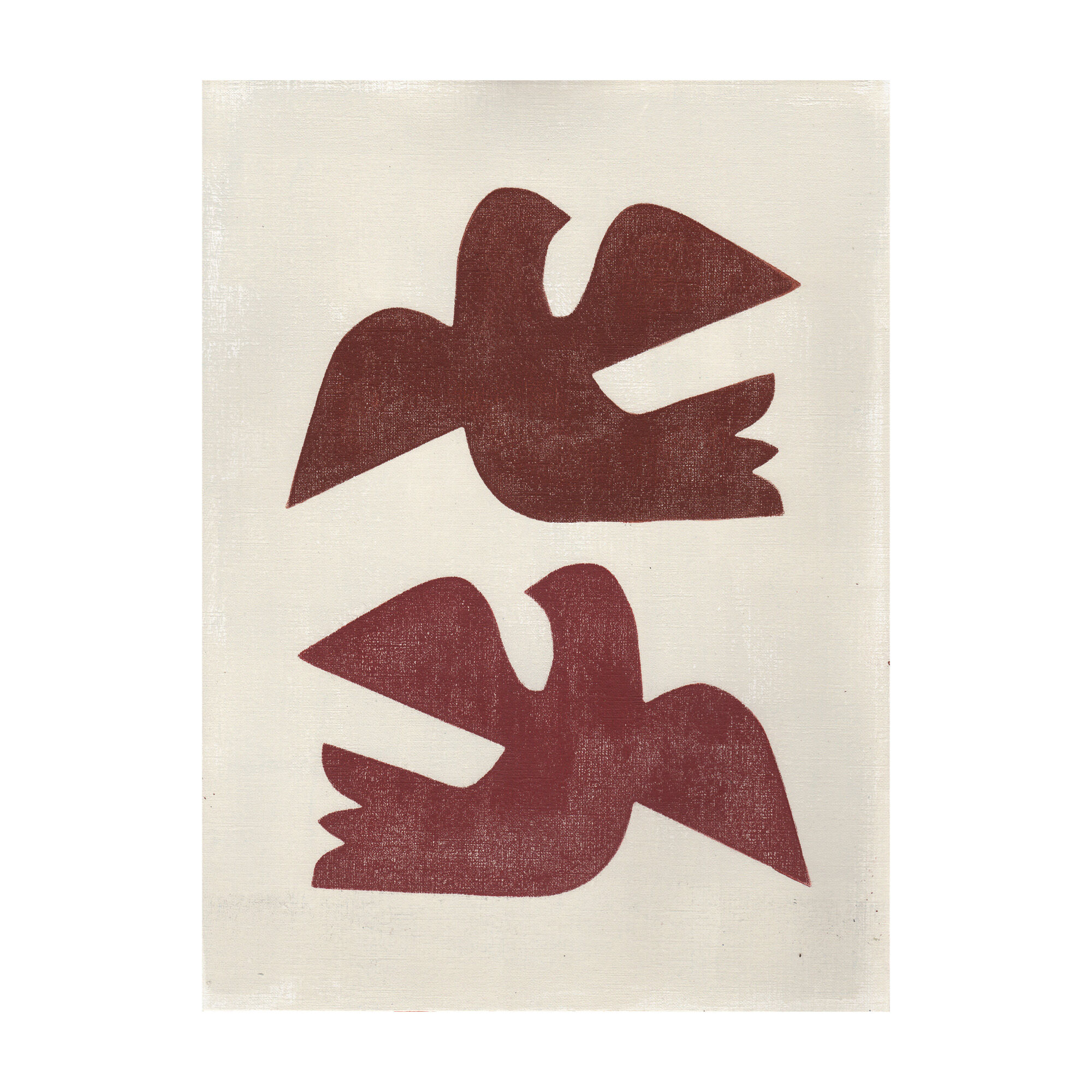 Painting on paper 30x40cm terracotta birds M756 signed Eawy