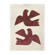 Painting on paper 30x40cm terracotta birds M756 signed Eawy
