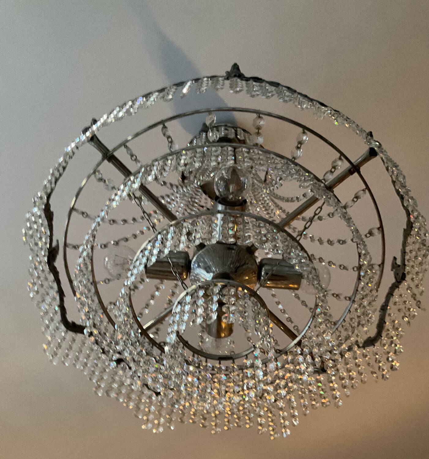 Lustre Montgolfière à pampilles en cristal