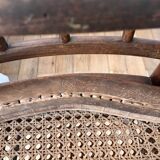 set of 4 bistro chairs in turned wood and canework stamped early 20th century