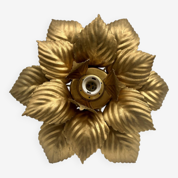 Flower wall light in gold metal Masca Italy 1970 ceiling light