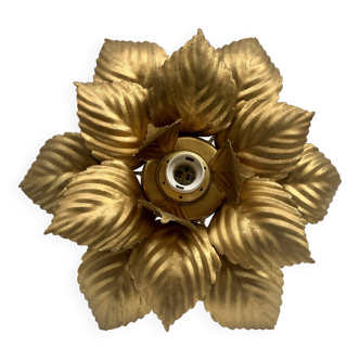 Flower wall light in gold metal Masca Italy 1970 ceiling light