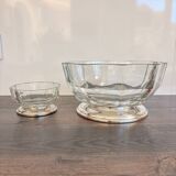 Crystal and silver-plated metal salad bowl and ramekin