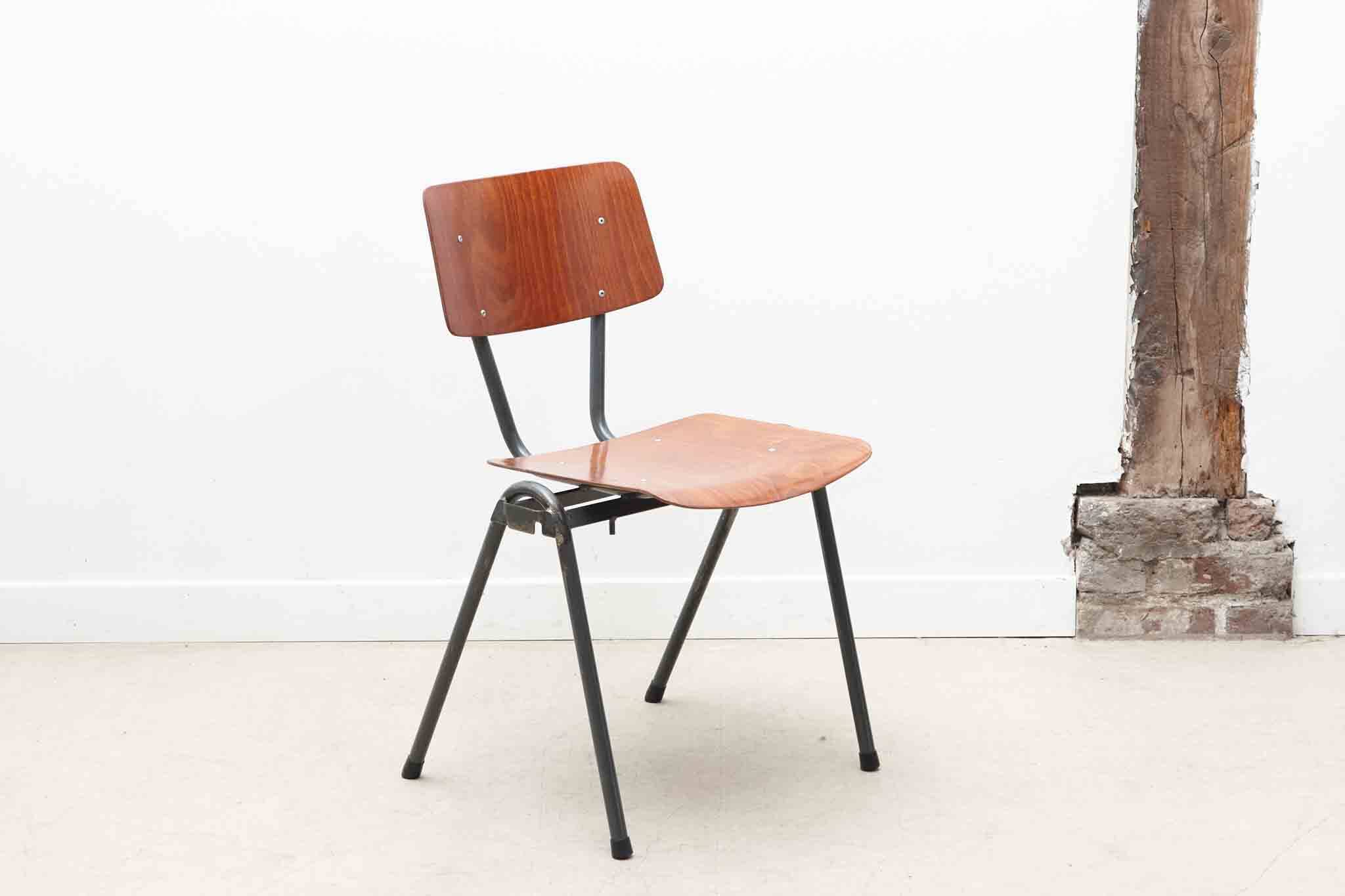 Eromes oak and grey-green chair with hooks