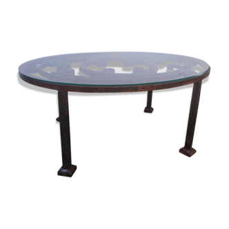 Steel and wrought iron coffee table