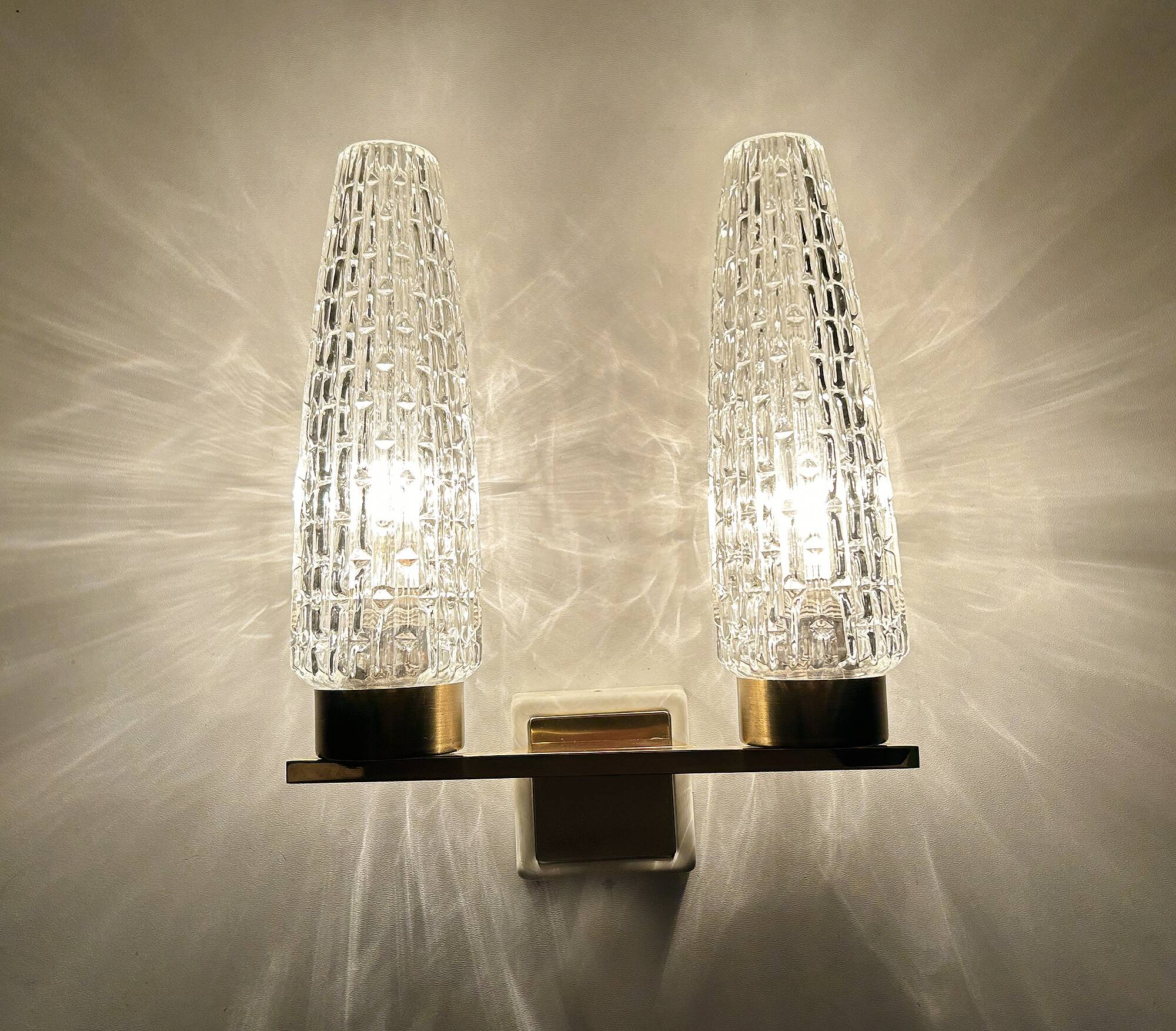 Vintage Glass & Brass Wall Light