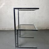 End table in chrome and smoked glass
