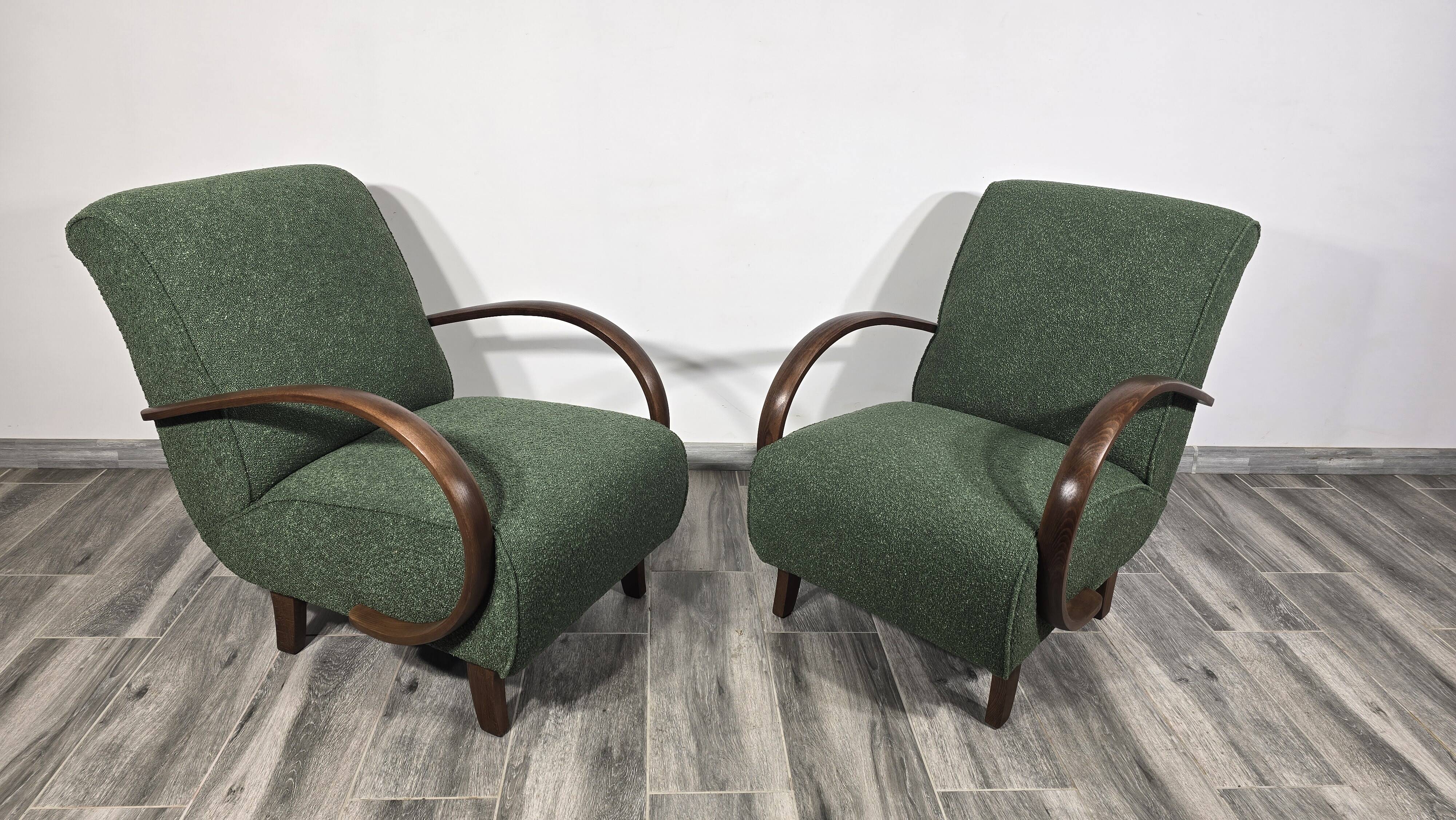 Fauteuils de Jindrich Halabala, années 1940, ensemble de 2