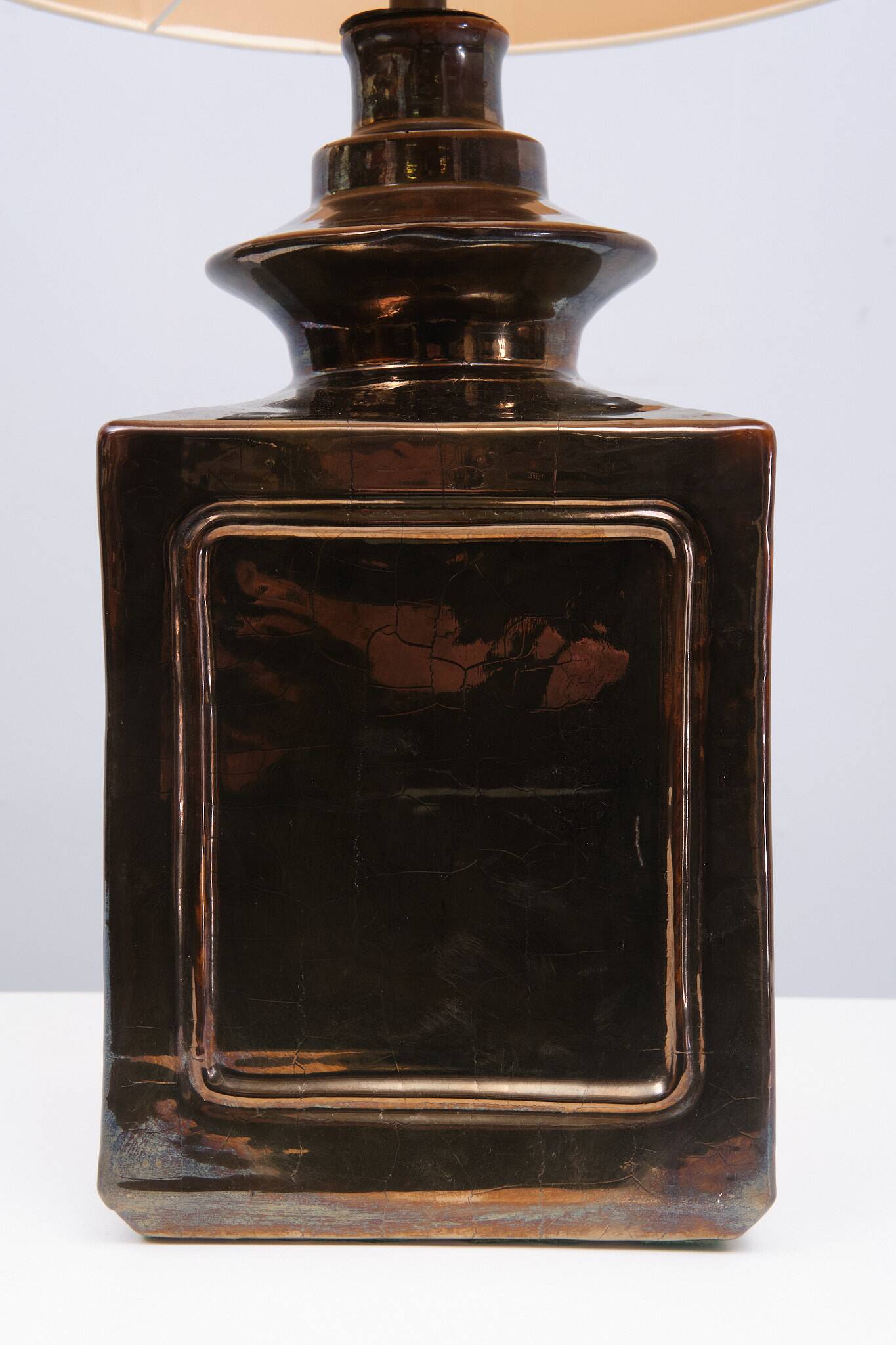 Superb square Ceramic Table lamp 1970s France