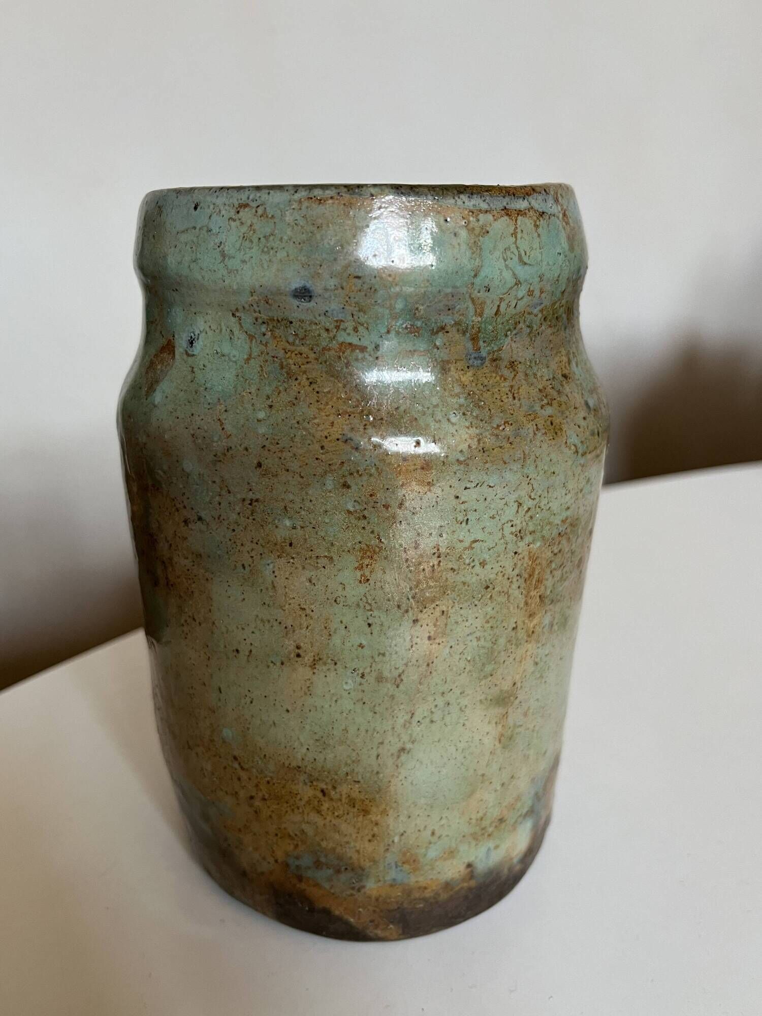 Turquoise and gilded earthenware potter's vase