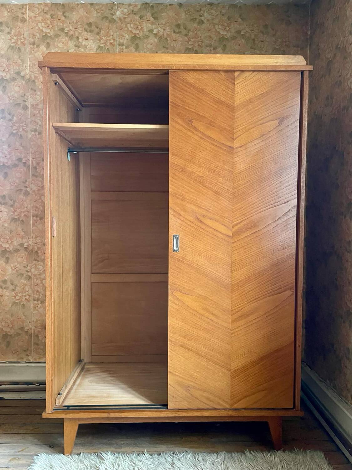 Vintage Scandinavian sliding door wardrobe 1970