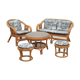 5-piece rattan salon 70/80 year jungle fabric