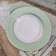 Lot de 6 assiettes creuses L'Amandinoise marli vert d'eau et frise dorée