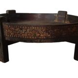 Large Antique Indonesian / Indian Carved Round Chakki Table