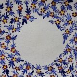 Covered sugar bowl and saucer in ceramic from Alcobaça, Portugal, vintage.