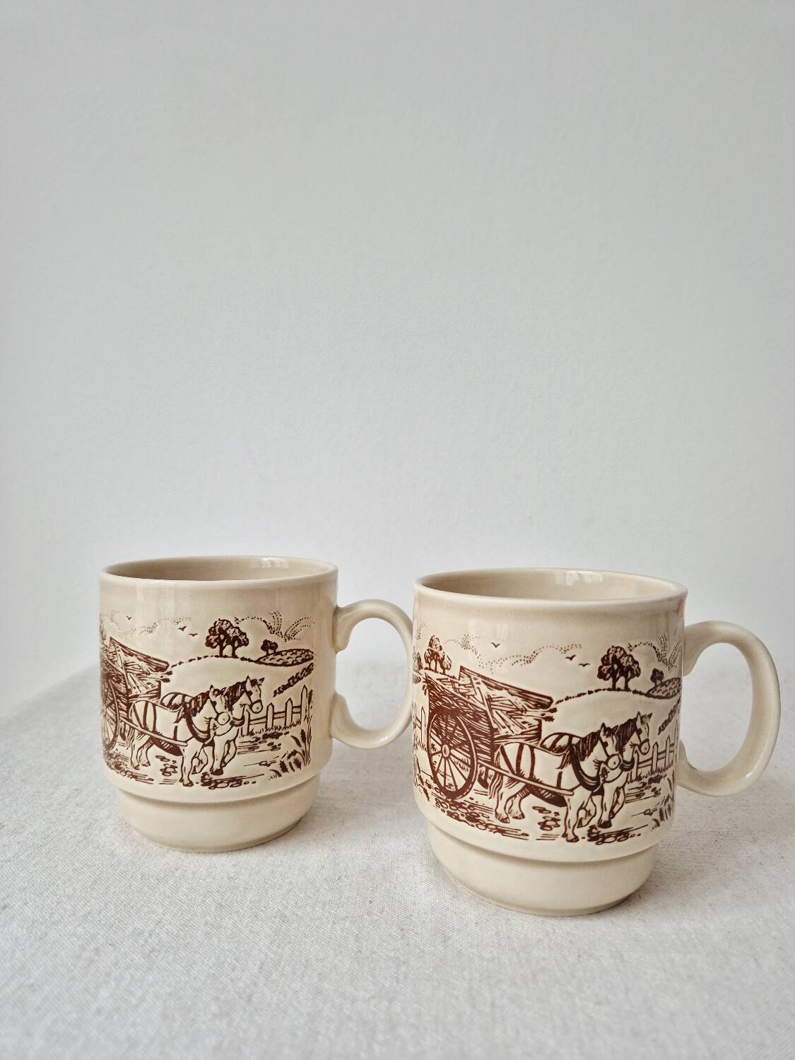 Set of 2 vintage stoneware mugs "English Countryside" - KilnCraft England