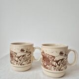 Set of 2 vintage stoneware mugs "English Countryside" - KilnCraft England