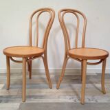 Pair of curved wooden bistro chairs