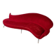 Large 1950s vintage curved sofa in red velvet italian design