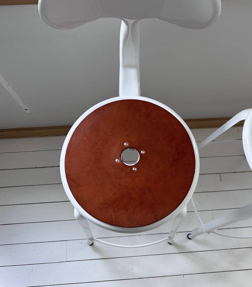 Tabourets de bar nicolle® – métal blanc & cuir – lot de 3 – hauteur 75