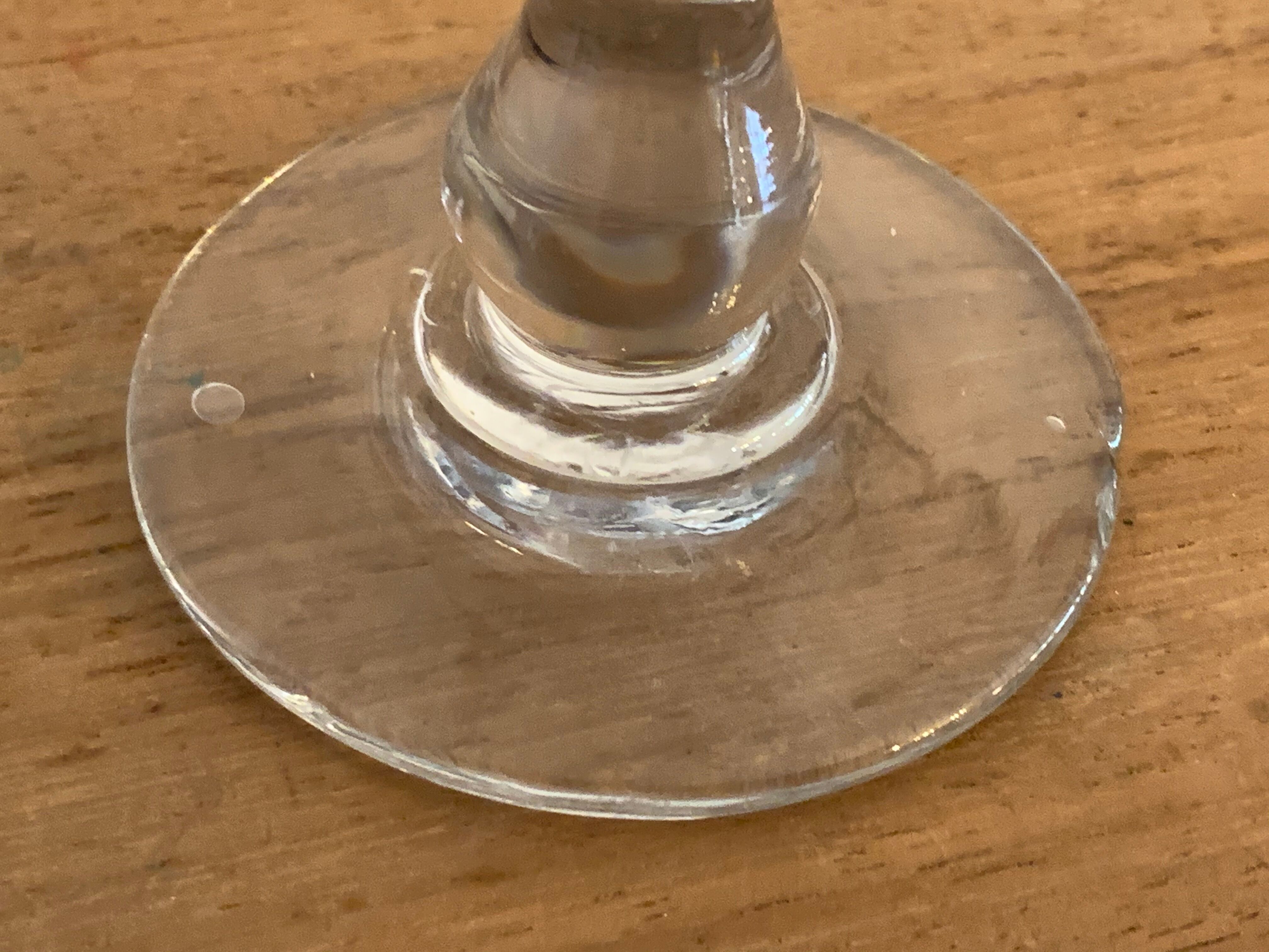 8 old red wine glasses with blown and bubbled glass walk