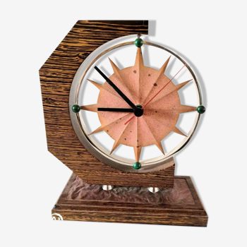 Horloge acier et bois, années 60