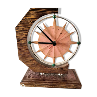 Horloge acier et bois, années 60
