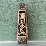 Modernist ceramic vase, signed, with incised geometric tribal decoration.