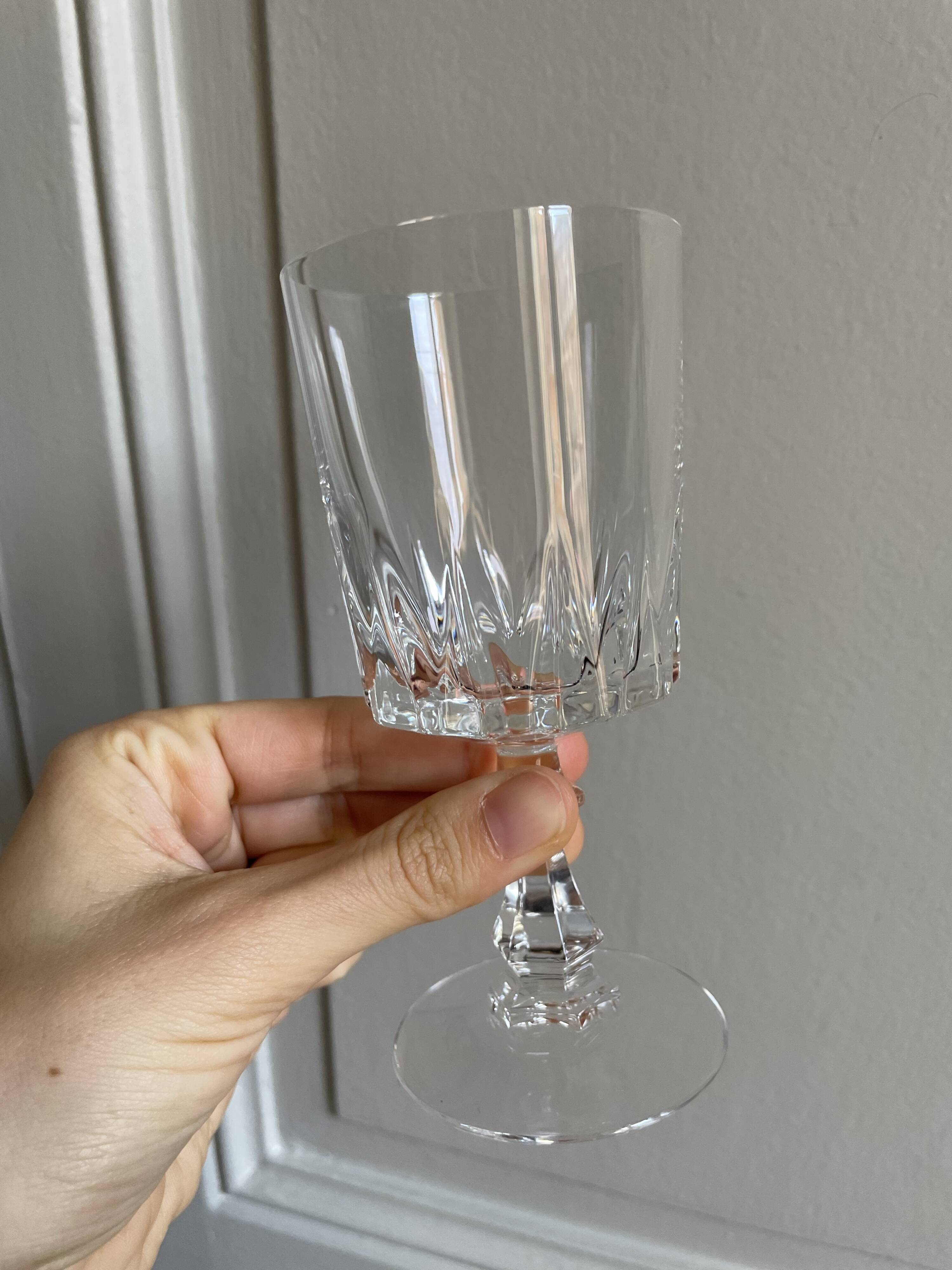 Set of six Bayel Champagne crystal stemmed glasses