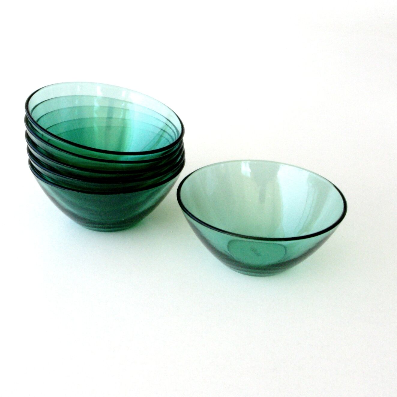 6 bols publicitaire huilor vintage en verre vert