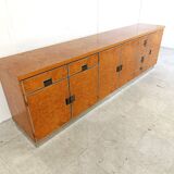 Vintage italian burl wood credenza, 1970s