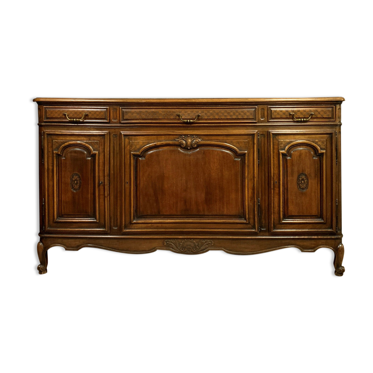 buffet in a row Louis XV neo-rustic walnut tree of curved shape