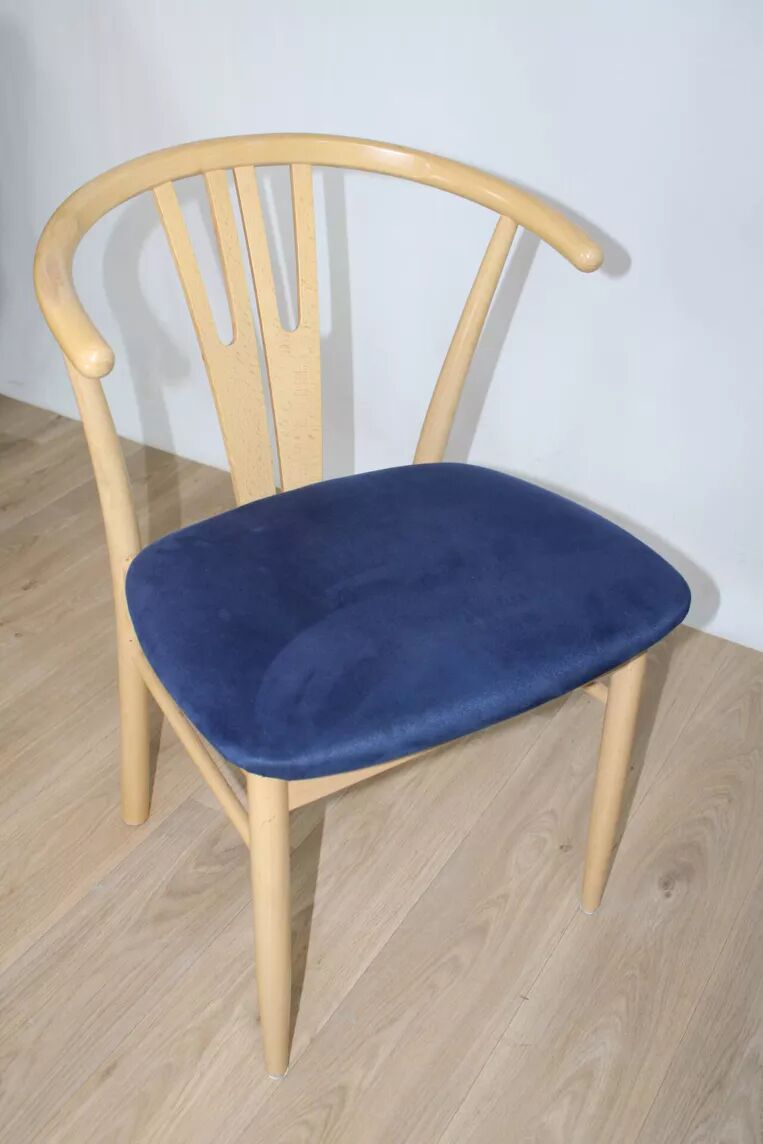 Vega vintage chair Reydeberg in blue alcantara and oak, 1990s