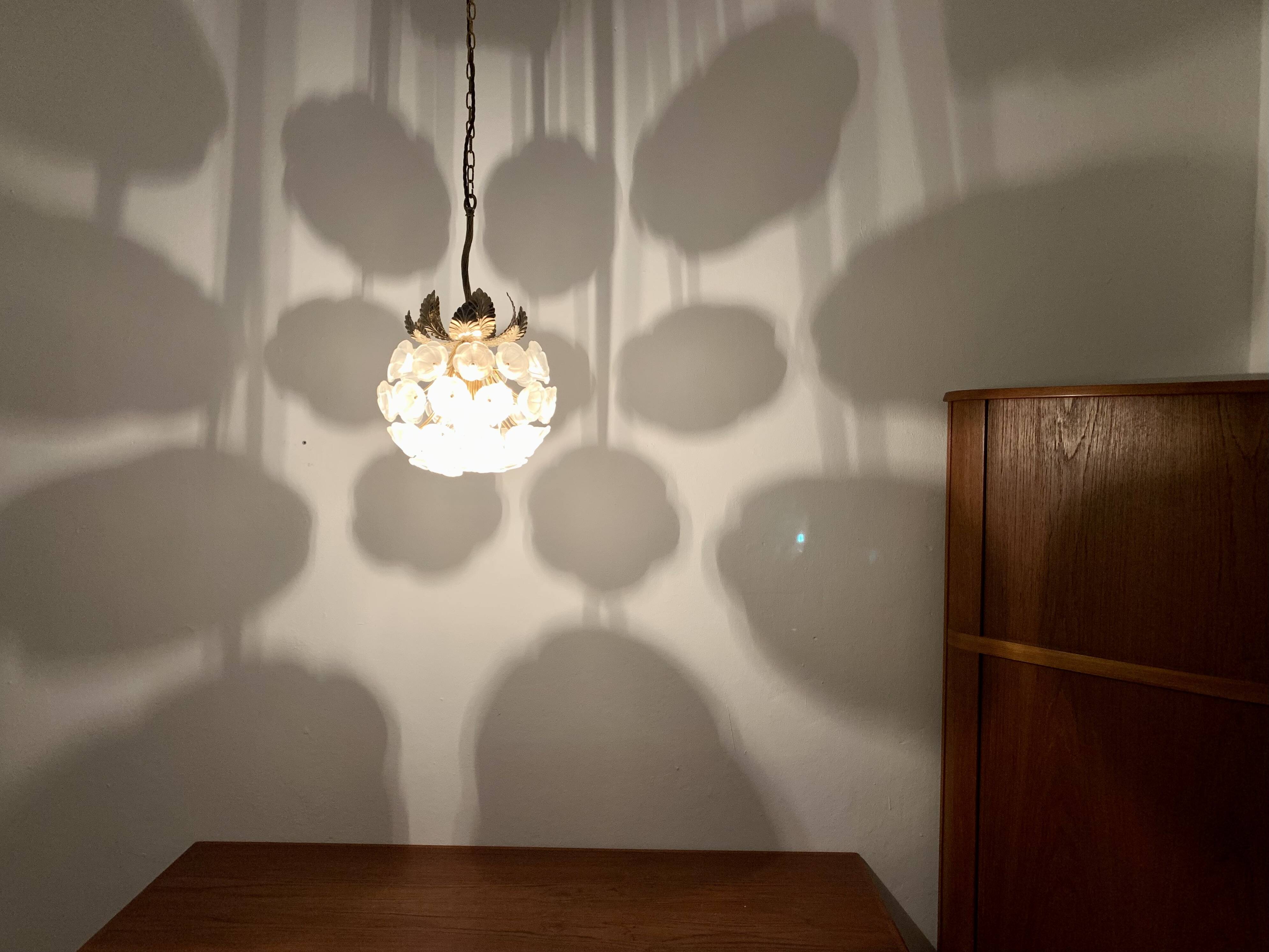 Floral Crystal Glass Chandelier by Ernst Palme