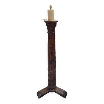 Large 18th century wooden column floor lamp