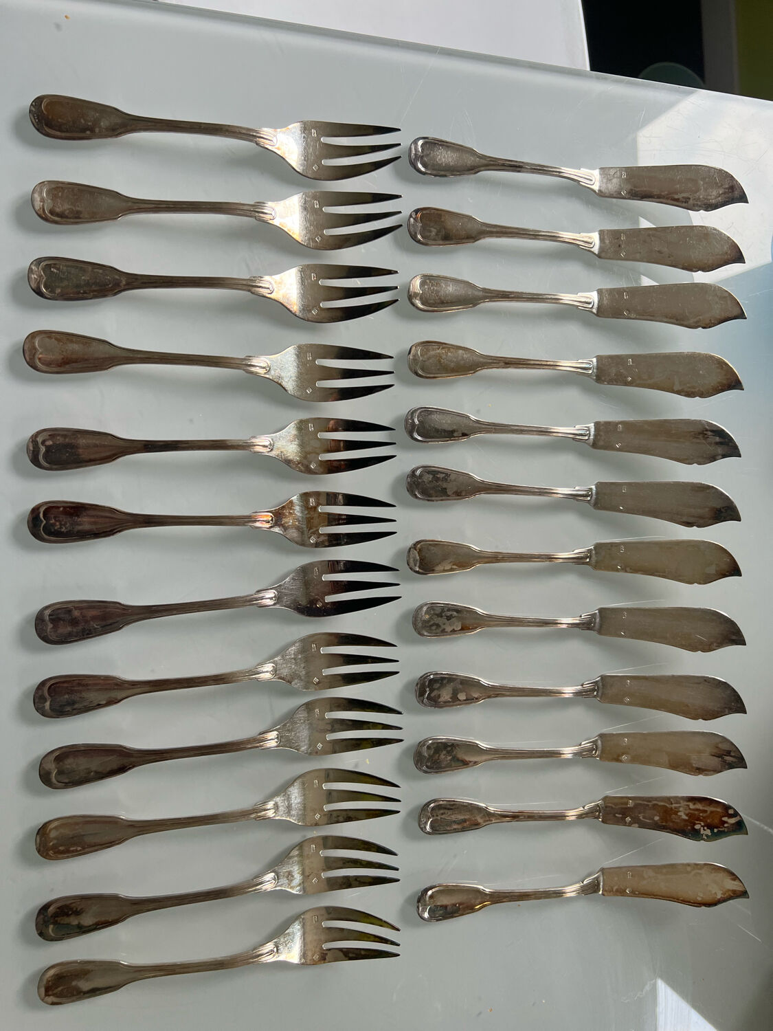 Housewife Ercuis fish cutlery silverware 24 pieces
