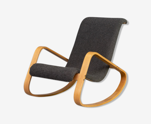 70s Luigi Crassevig ‘dondolo’ sheepskin rocking chair for Crassevig
