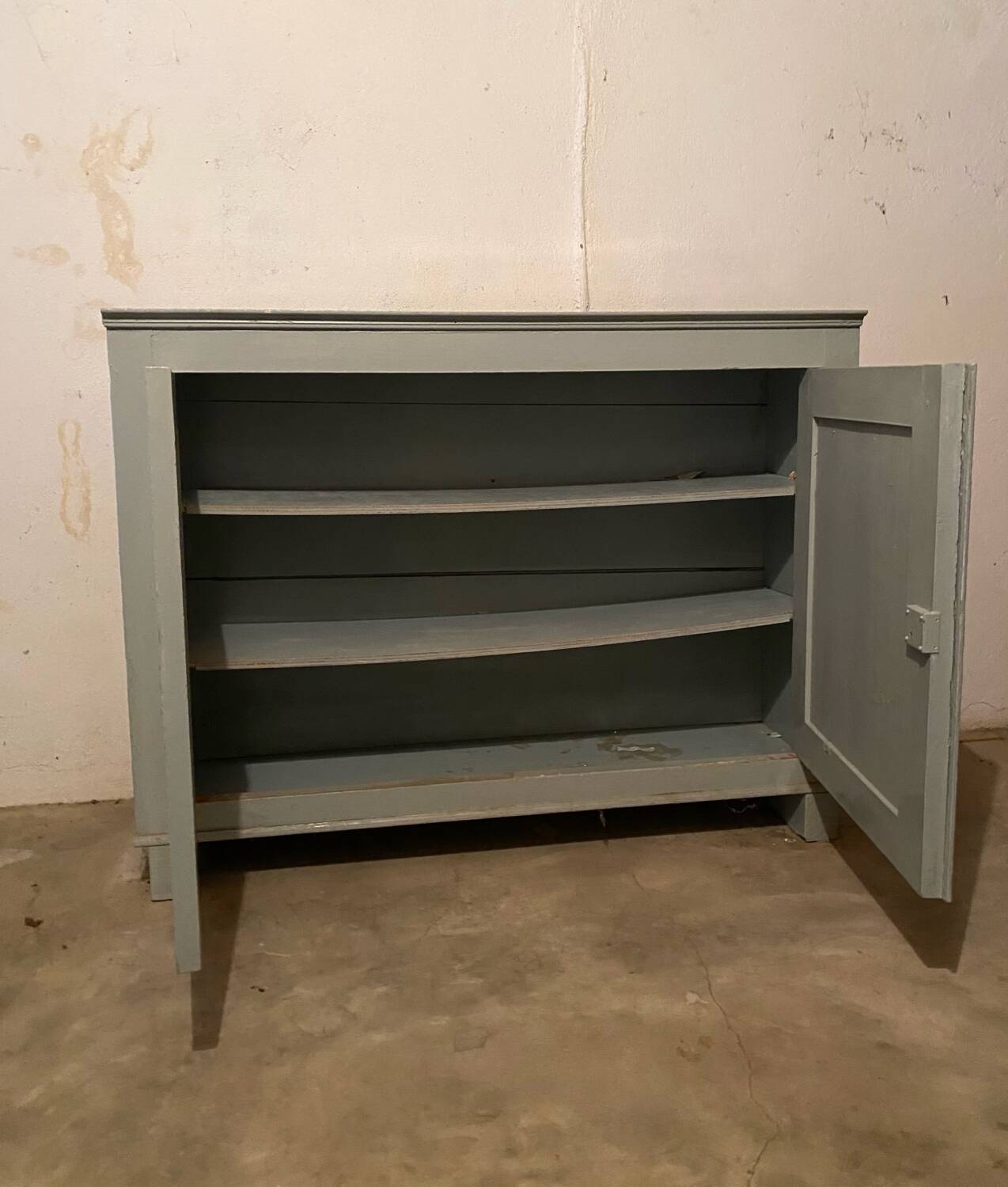 Antique vintage two-door sideboard in cloud gray