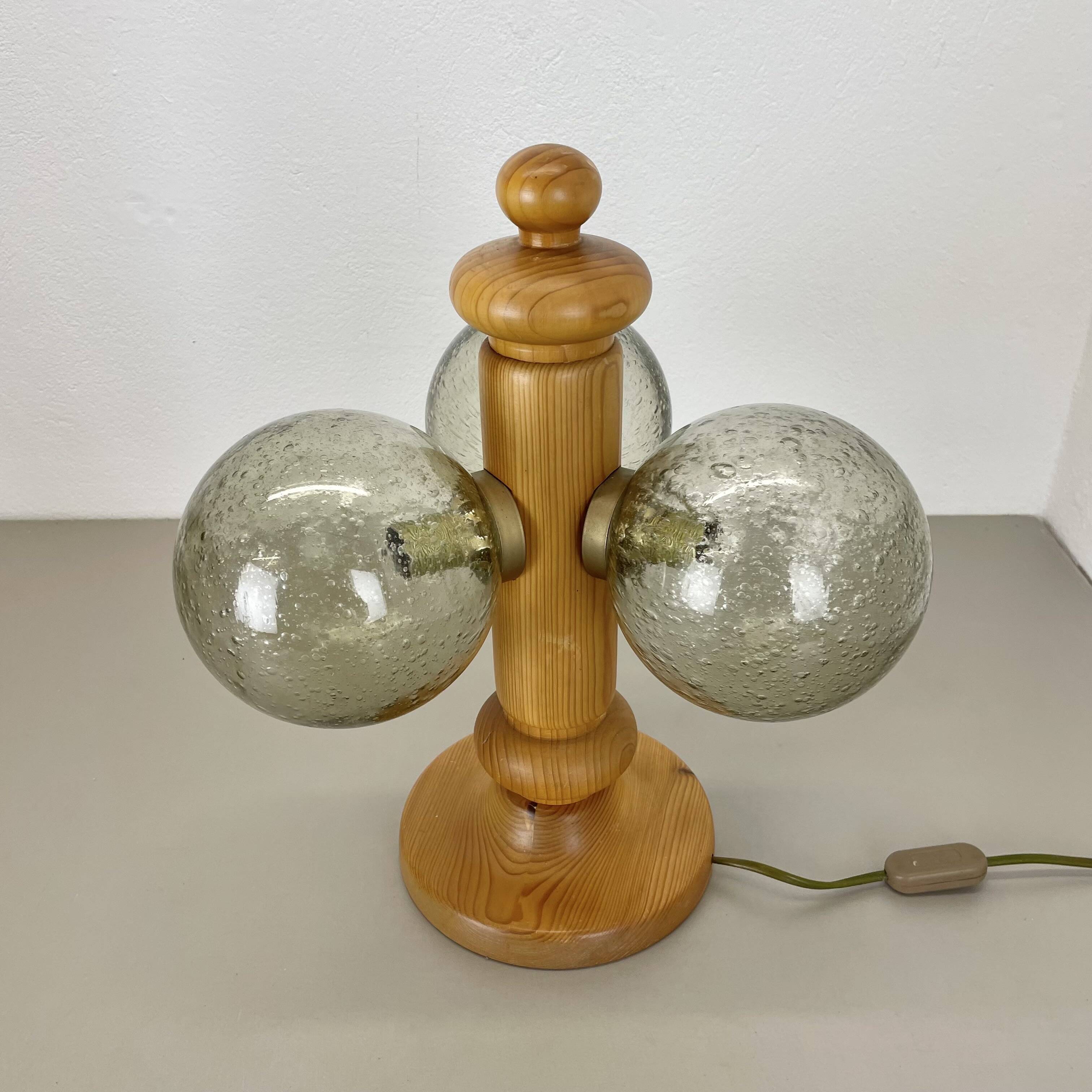 Large Organic Sculptural PINE Wooden Table Light by Temde Lights, Germany 1