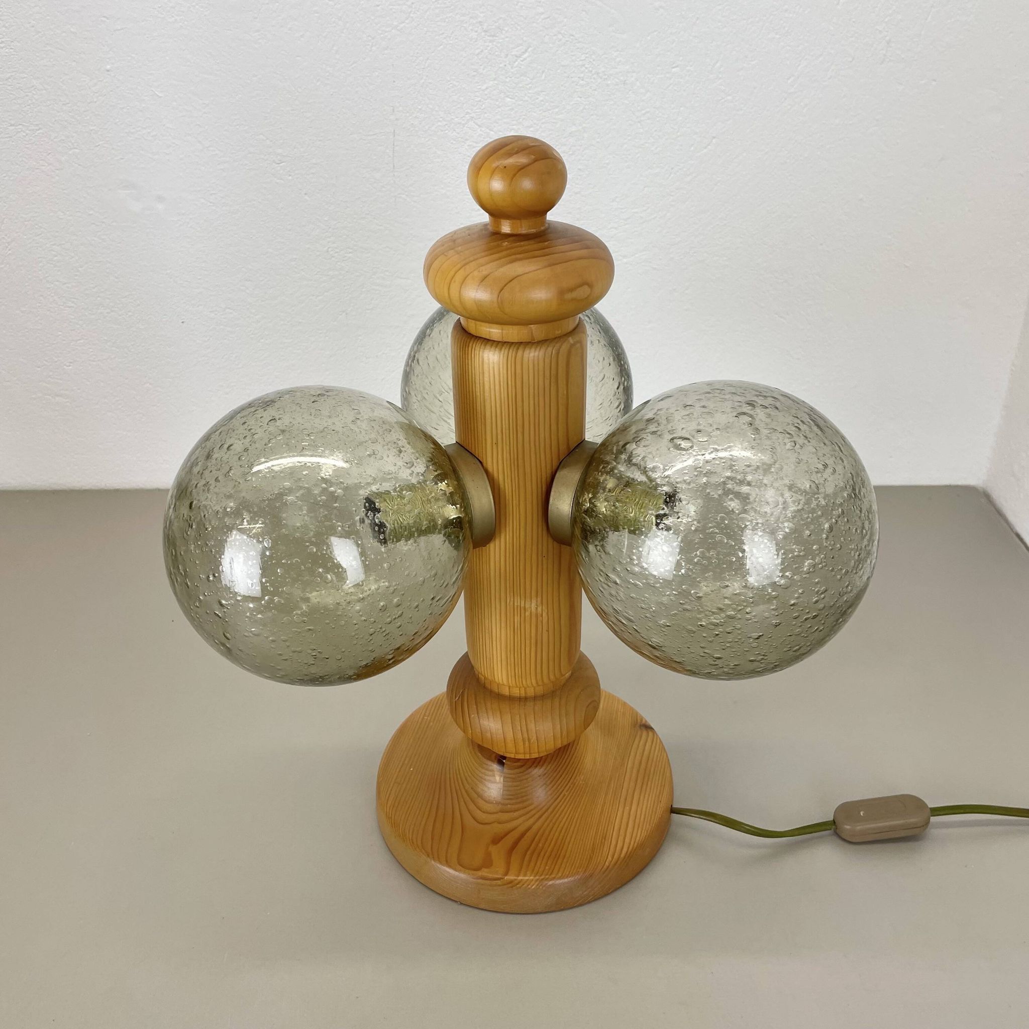 Large Organic Sculptural PINE Wooden Table Light by Temde Lights, Germany 1