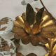 Candle holder gold metal and glass