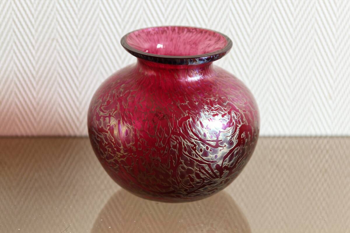 Vase "mimosa" Loetz, en verre irisé