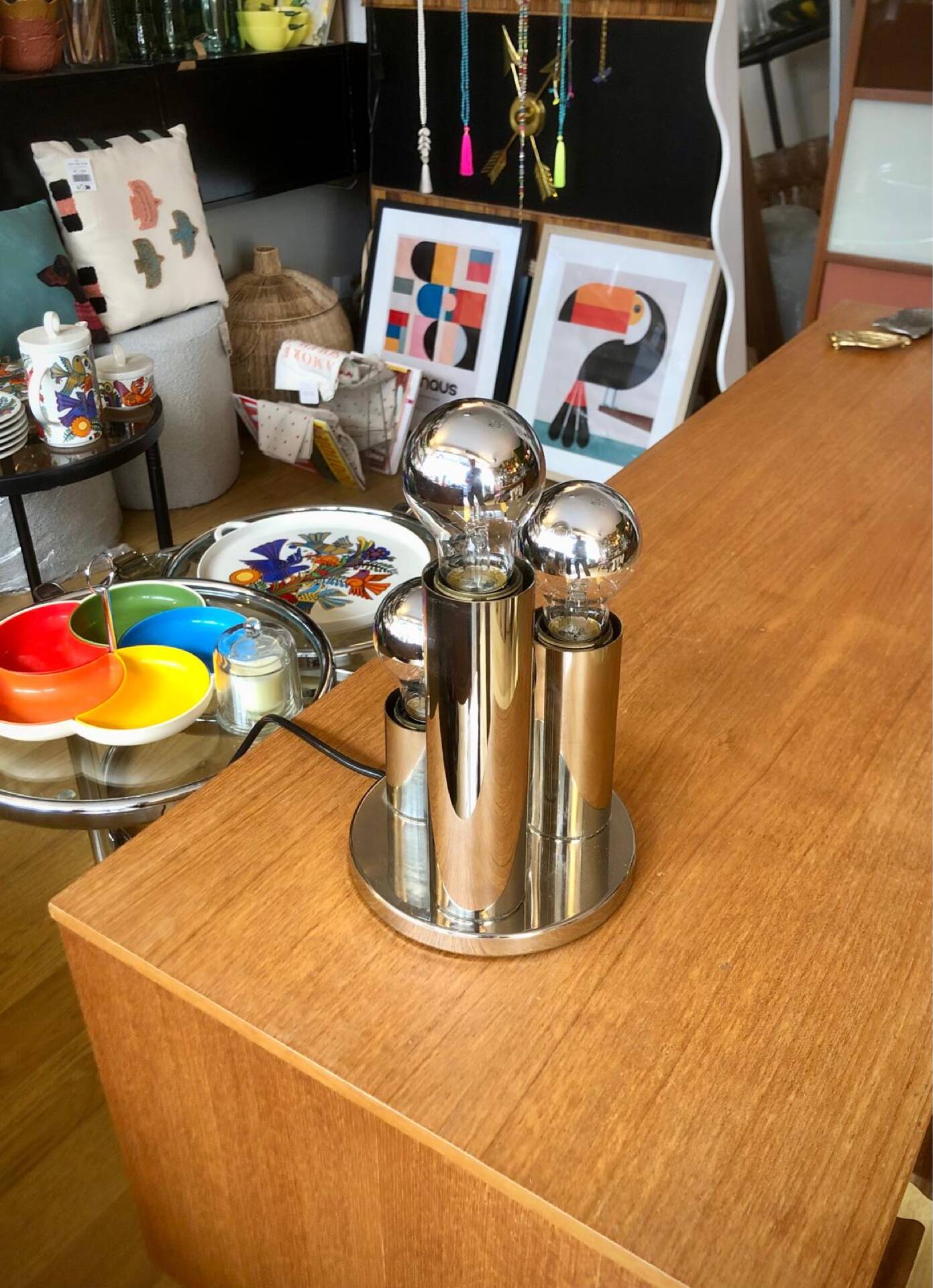 Space Age chrome table lamp – Attributed to Gaetano Sciolari for B