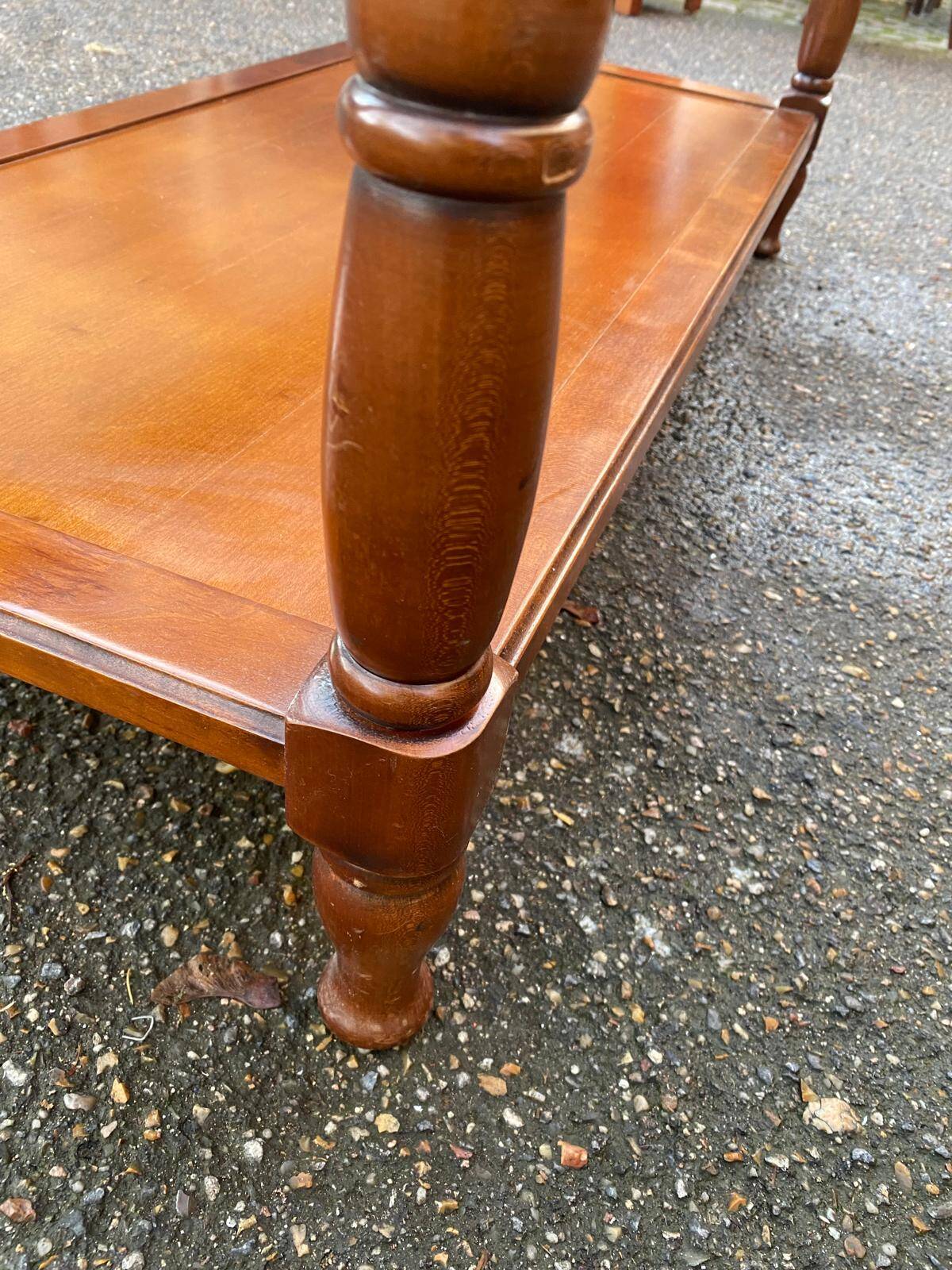 Vintage Louis Philippe coffee table in solid wood and glass, 110x55cm