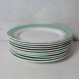 10 flat plates Digoin Sarreguemines mint gold