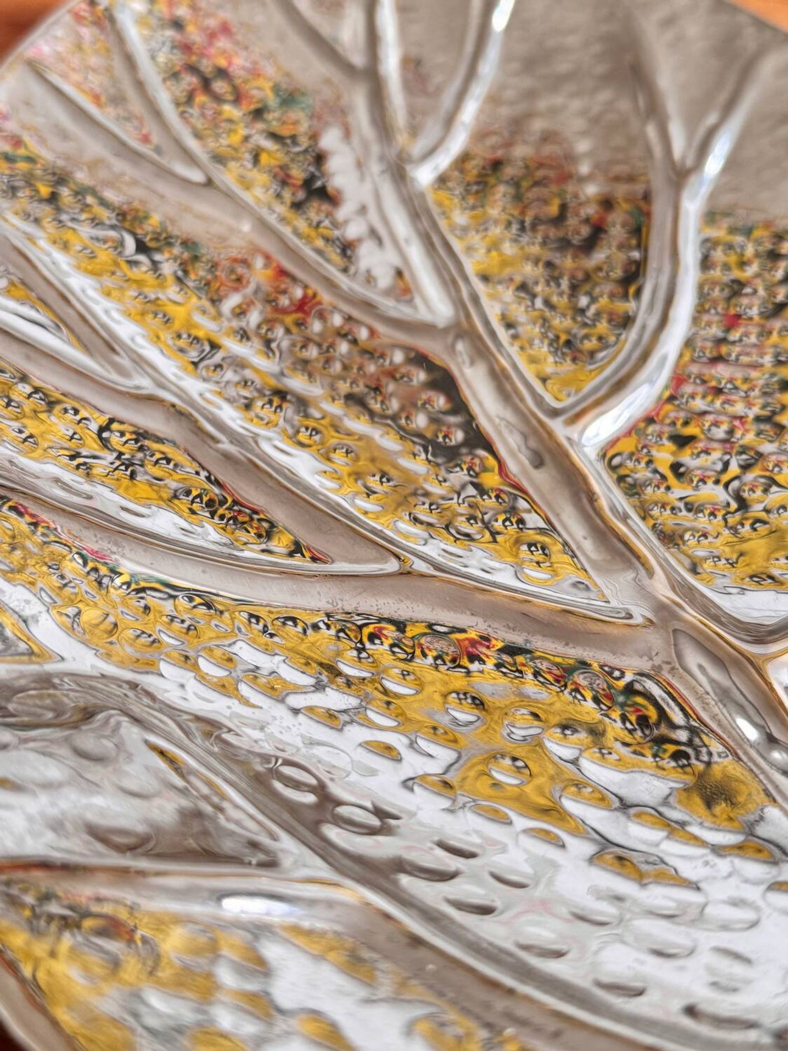 Grand plateau, centre de table en forme de feuille
