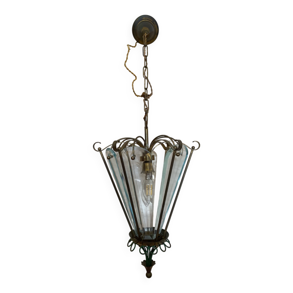 Lanterne en laiton et verre biseauté