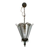 Brass lantern with bevelled glass
